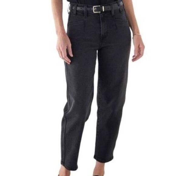 AYR Jeans Women's 26 Black The Beat Barrel Cropped Ankle Comfort Stretch - Picture 1 of 5